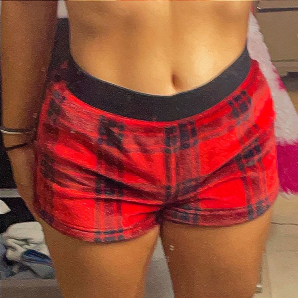 Pink Victoria secret fuzzy flannel shorts